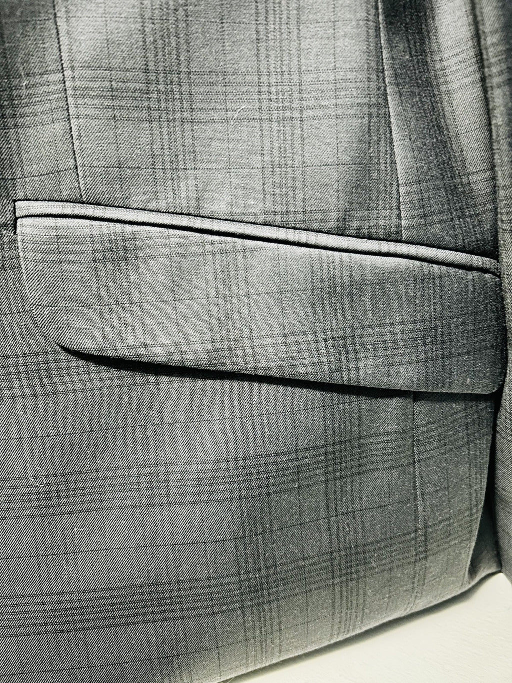 Kenneth Cole New York 46L Gray Plaid 100% Wool Sport Coat Blazer 2 Button