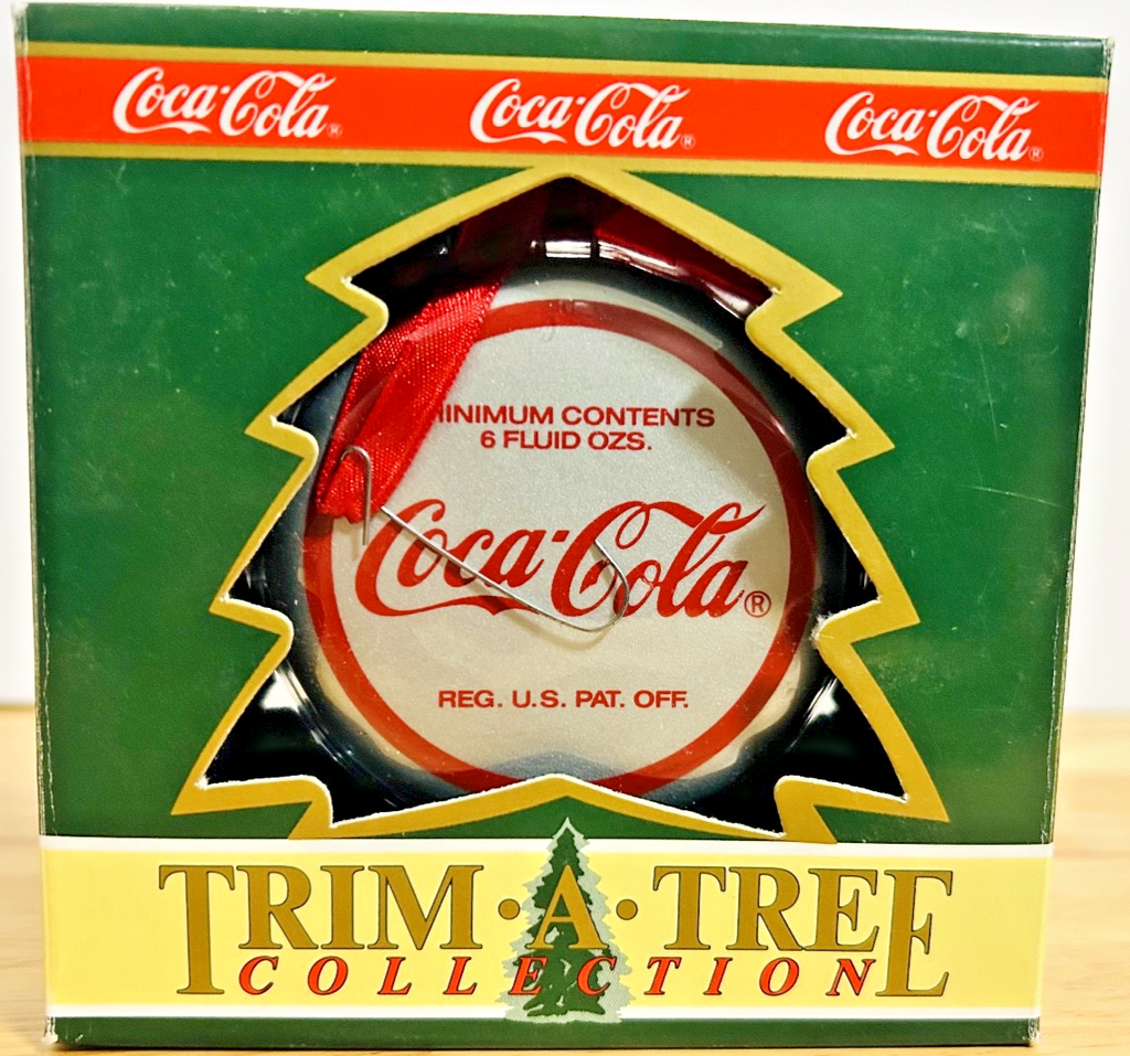 Coca-Cola Trim A Tree Santa Bottle Cap Ornament 1990 Boxed Coke