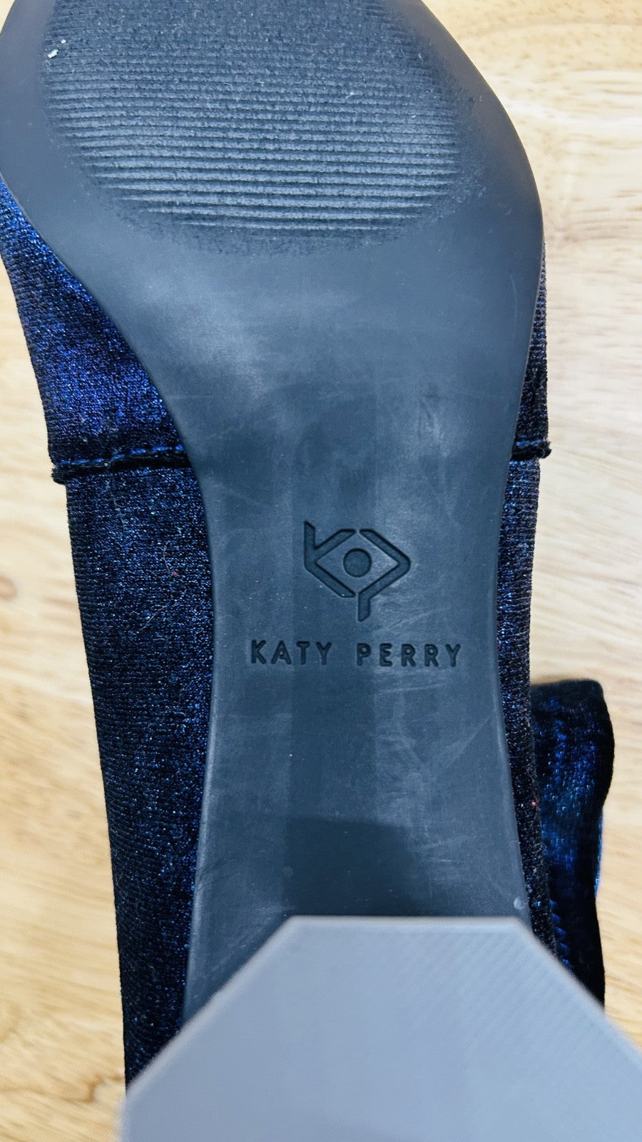 Katy Perry The Danna Ankle Boots Blue Velvet Metallic Heel Womens 7