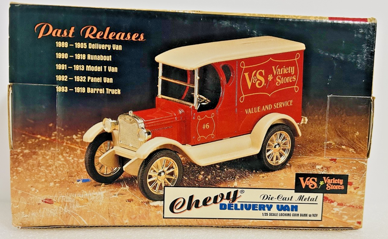 ERTL 1923 Chevy Delivery Van Coin Bank V&S Variety Stores 1/25 NIB