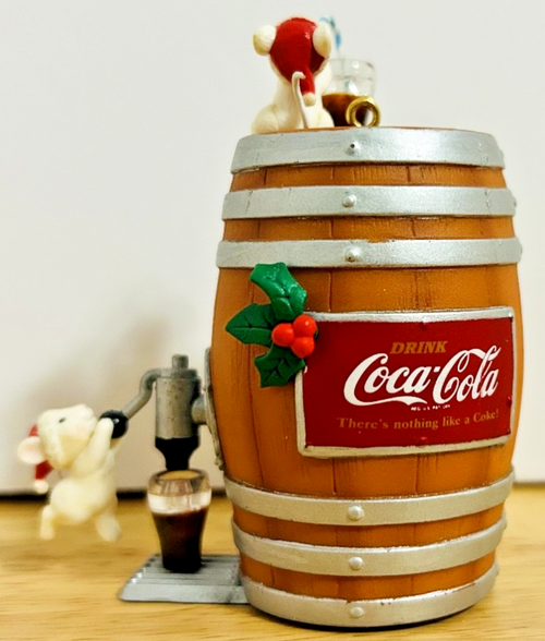 1992 Coca-Cola “The Cold, Crisp Taste of Coke” Ornament 583766 Mice & Barrel Box