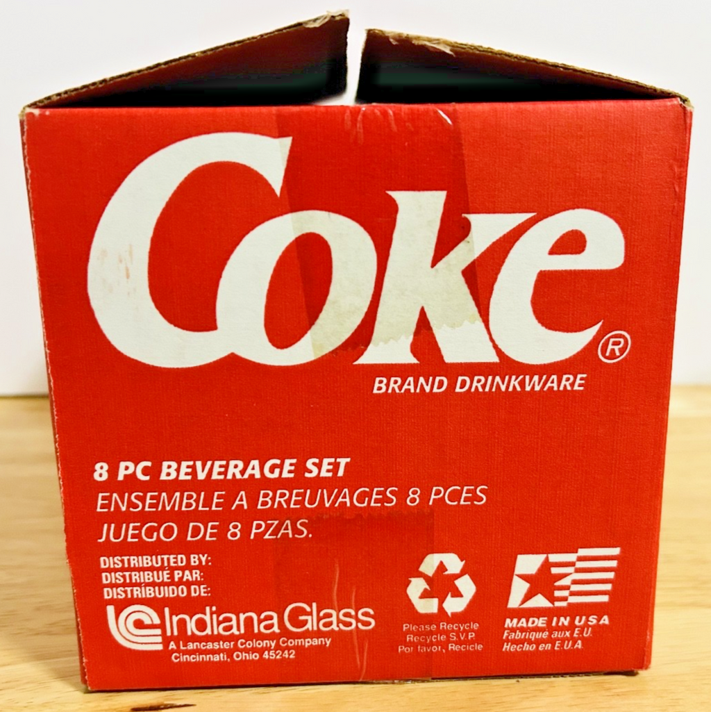 Vintage Coca-Cola Always Coke 8-Pc Glass Tumbler Set 16oz w/ Box – Indiana Glass