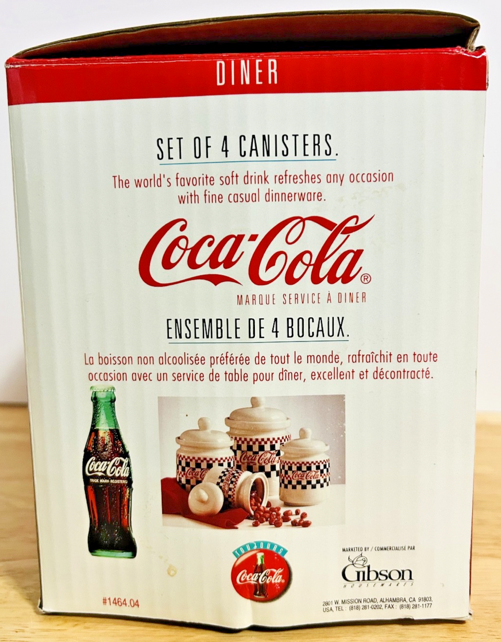 Vintage Coca-Cola Checkerboard Stoneware Canister Set of 4 w/ Lids & Box