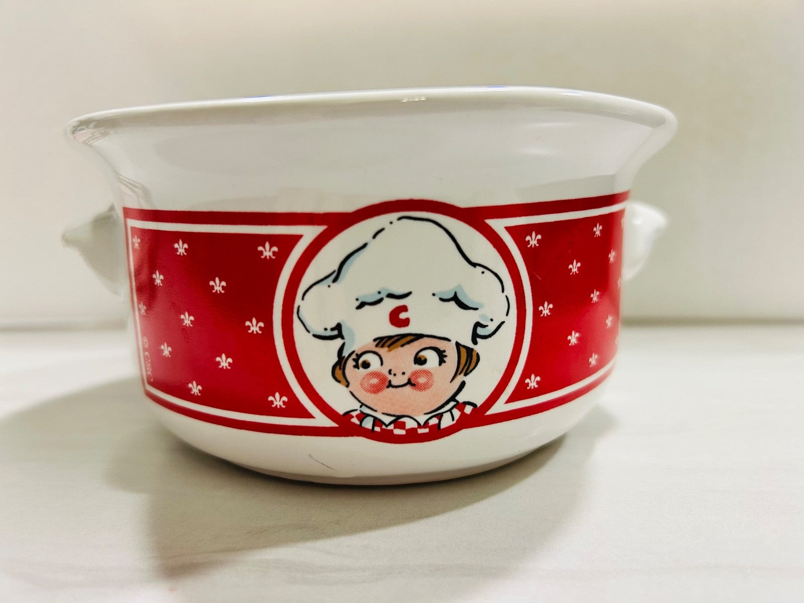 Vtg Campbell's Soup Bowl 1998 Mug Cup w/ Handles & Lid Red & White Ceramic