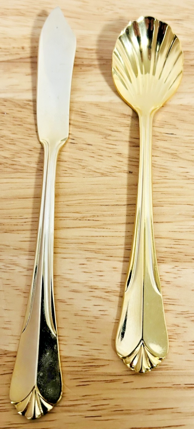 Hampton Silversmiths Gold Serving Pieces 6 Pc Set Spoon Fork Cake Server