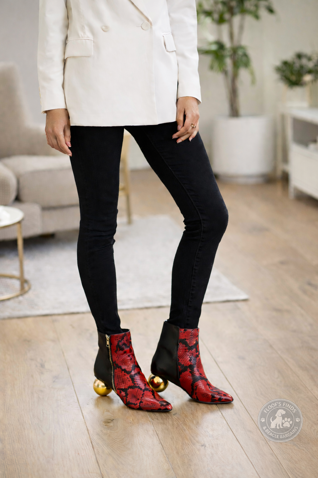 Ninety Union Priceless Red Snakeskin Ankle Boots Sz 9 Gold Heel