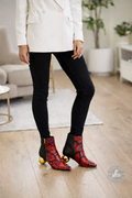Ninety Union Priceless Red Snakeskin Ankle Boots Sz 9 Gold Heel