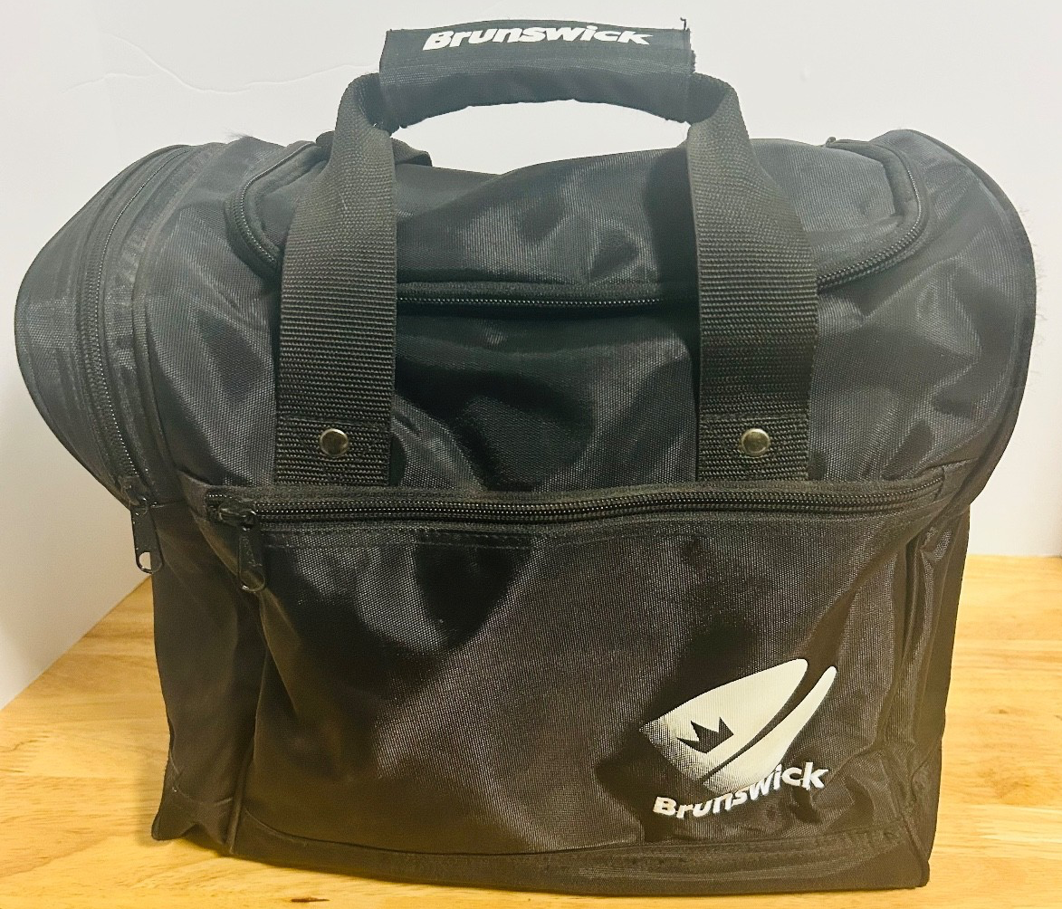 Brunswick Bowling Ball Tote Bag Black Single Ball w Side Zip Pocket