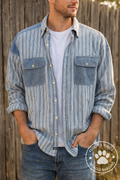 American Eagle Outfitters XL Striped Denim Button Shirt 100% Cotton
