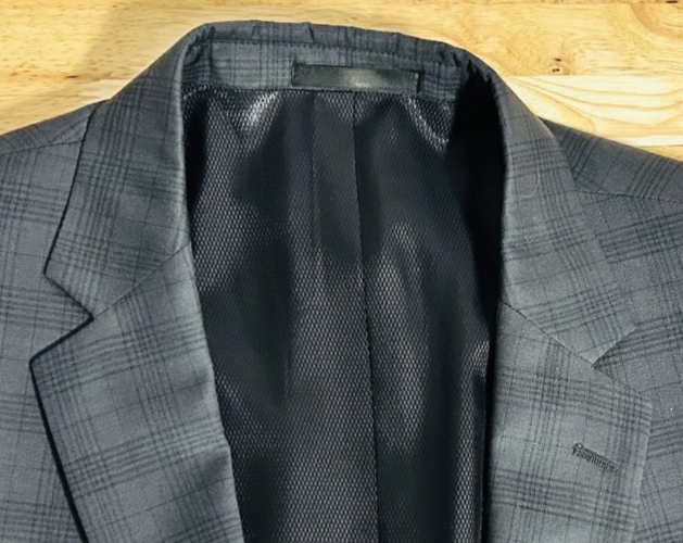 Kenneth Cole New York 46L Gray Plaid 100% Wool Sport Coat Blazer 2 Button