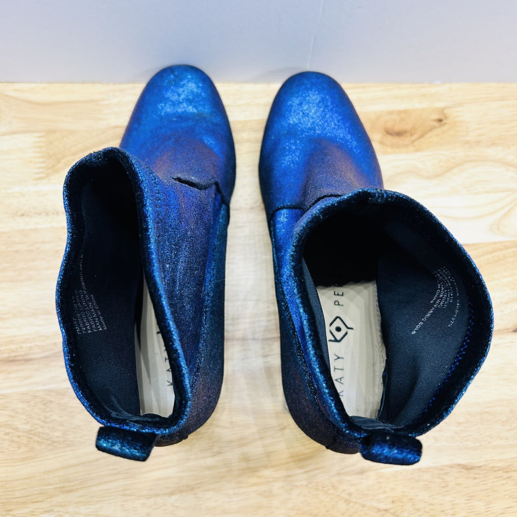 Katy Perry The Danna Ankle Boots Blue Velvet Metallic Heel Womens 7