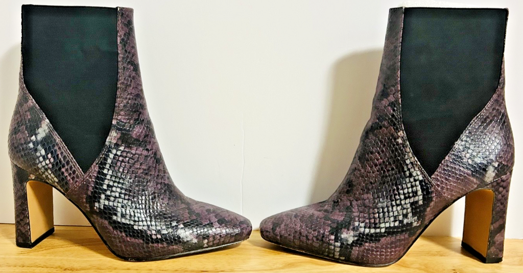 Vince Camuto Women’s 7.5M Purple Snakeskin Ankle Boots Heels