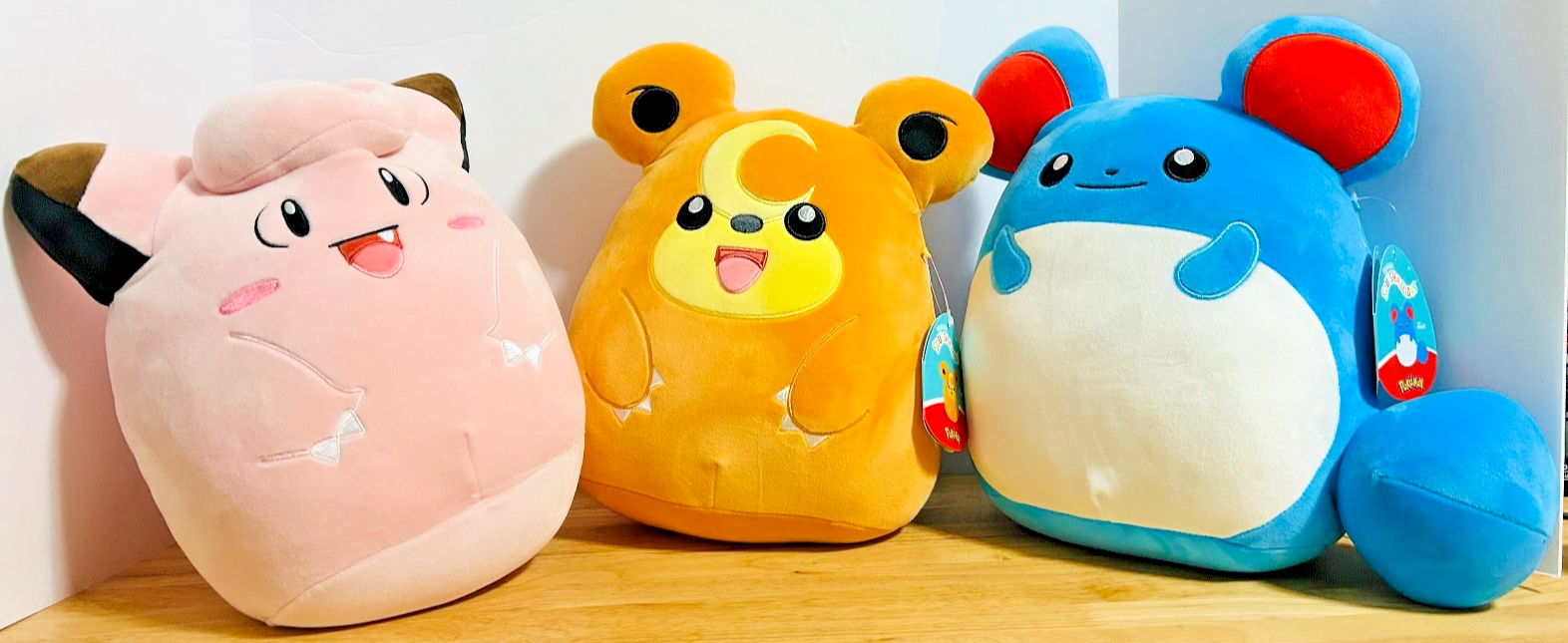 Pokémon Squishmallows Bundle Clefairy Marill Teddiursa Plush Toy Set NWT