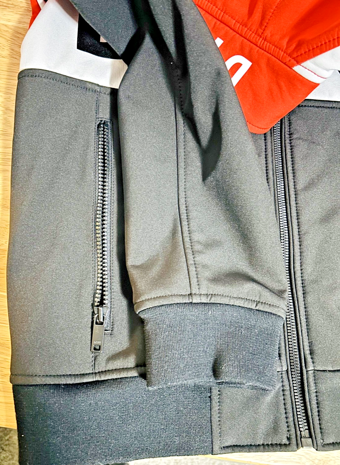 DKNY Boys Track Jacket Orange Black White Full Zip Logo Size Small