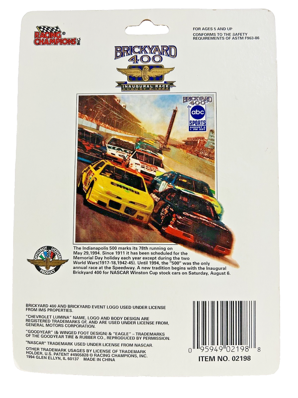 1994 Racing Champions Brickyard 400 #94 1:64 Diecast Car NIP Mint Card