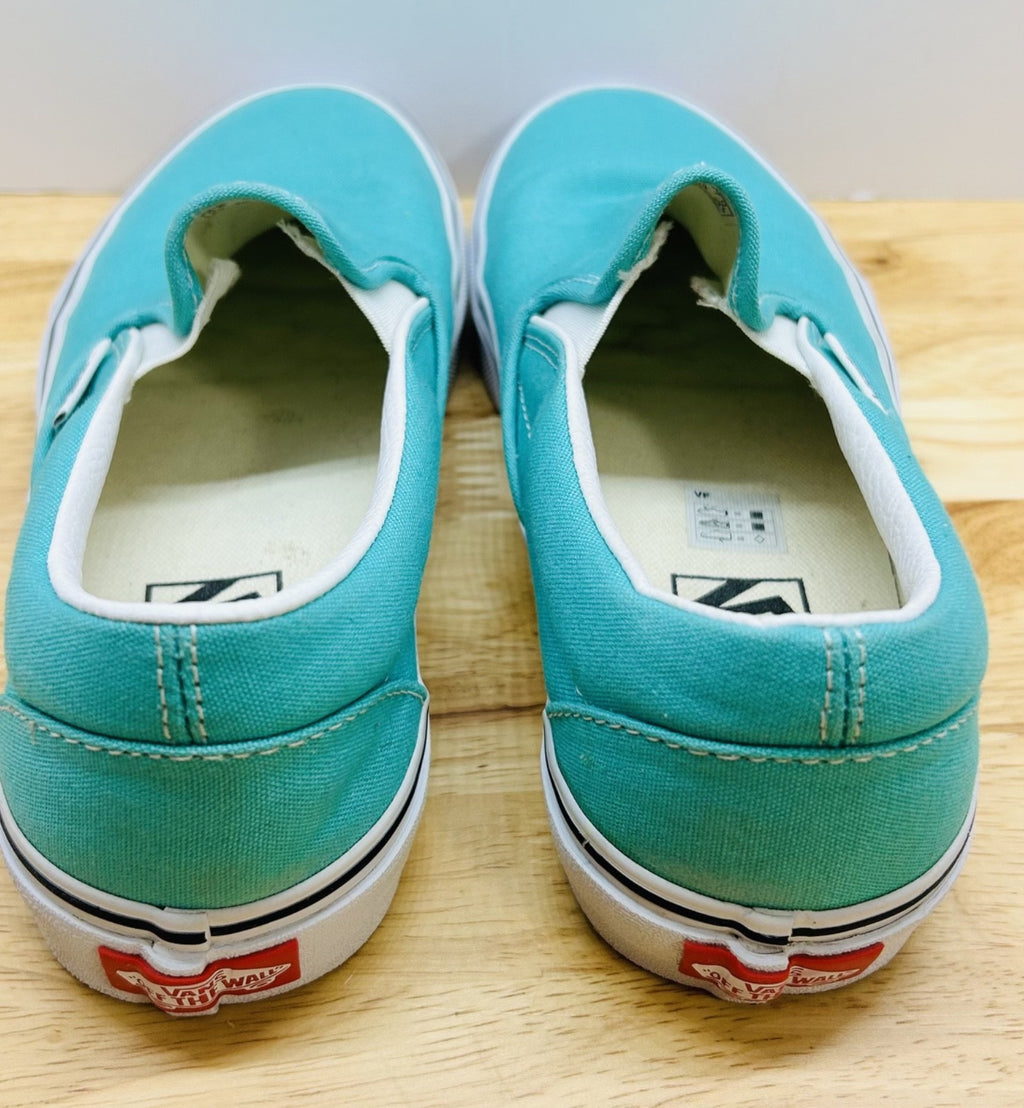 Vans Classic Slip On Teal Canvas Shoes Mens 5.5 Womens 7 Skate Casual