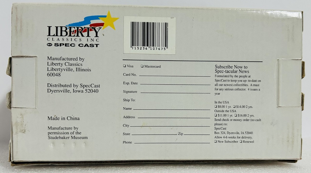 Liberty Classics 1916 Studebaker Truck Die-Cast Bank TSC Tractor Supply Box