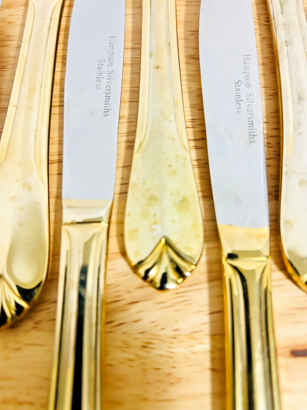 Hampton Silversmiths Gold Flatware Lot 46 Pcs Stainless Service Mixed w Case