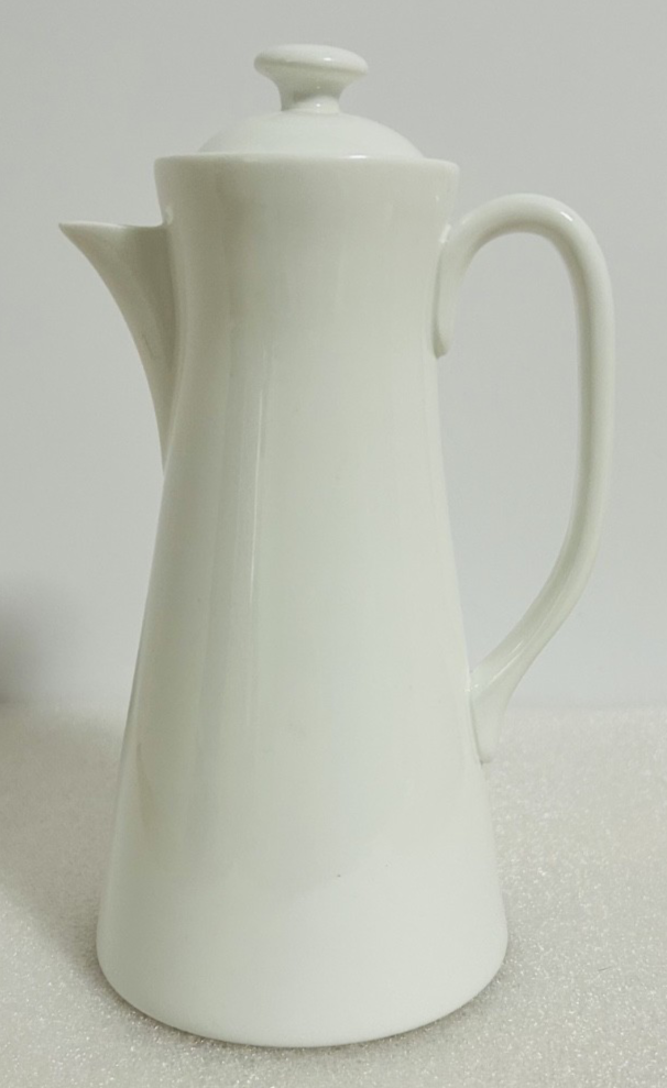 Vintage Gustavsberg Sweden White Coffee Pot w Lid Scandinavian Porcelain