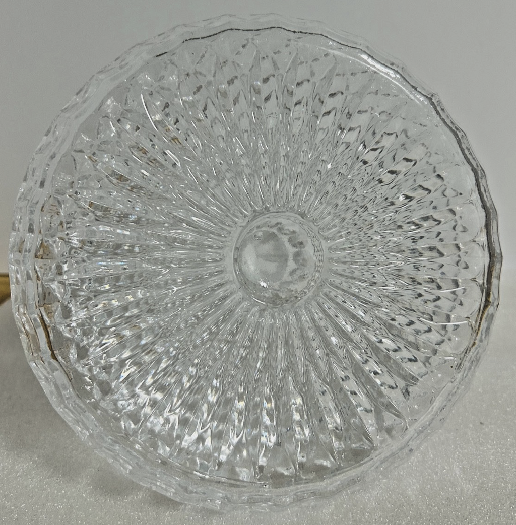 Vintage Cut Glass Crystal Decanter w Stopper 11” Tall Diamond Pattern