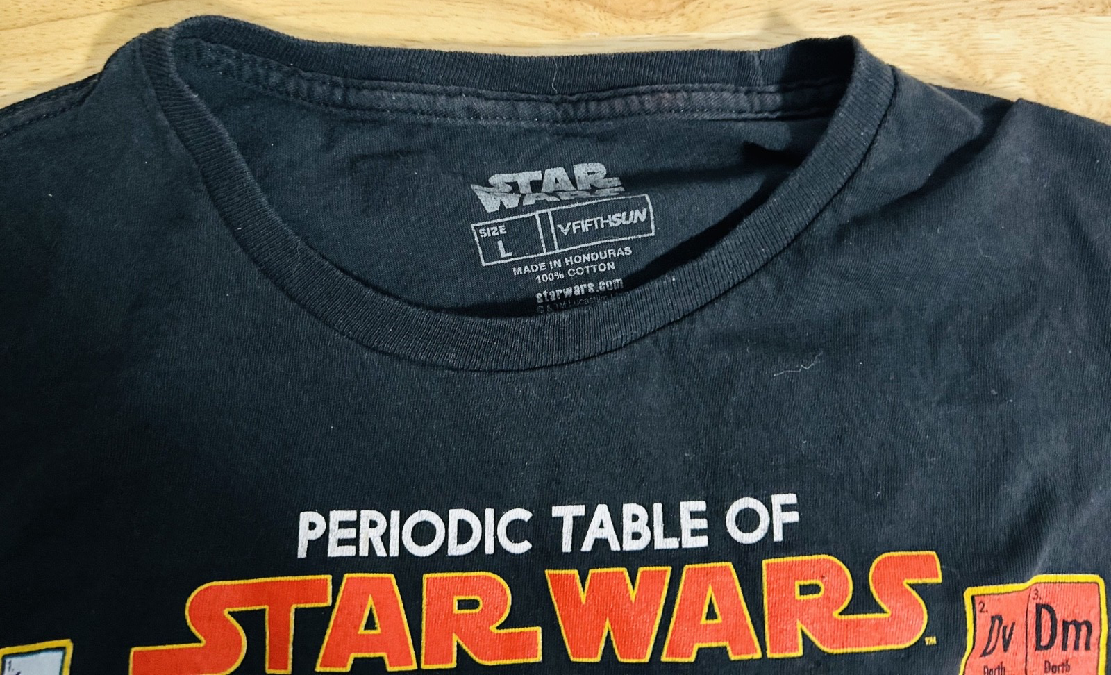 ⭐ Star Wars Periodic Table Elements Graphic T-Shirt Size L Black Cotton