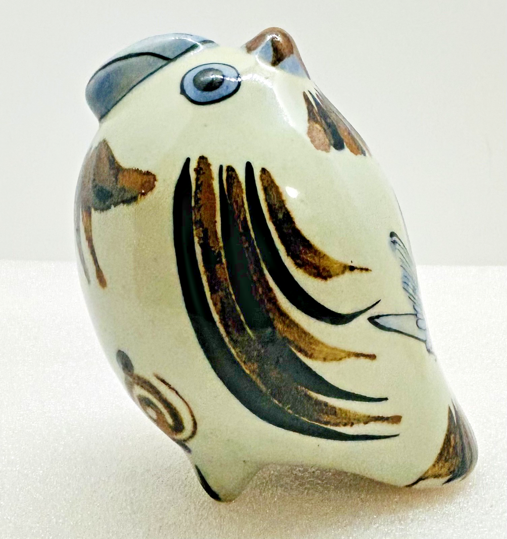 Vintage Tonala Mexico Pottery Bird Figurine Hand Painted Folk Art 5in