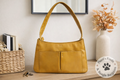 Mondani Mustard Yellow Shoulder Bag Faux Leather Double Pocket