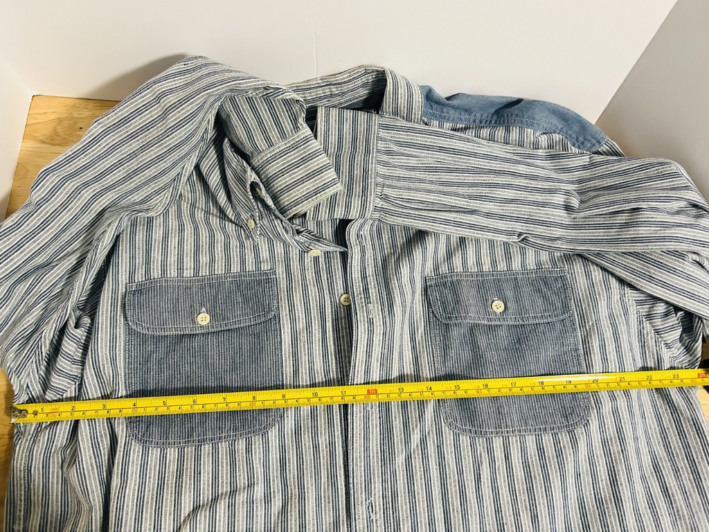 American Eagle Outfitters XL Striped Denim Button Shirt 100% Cotton