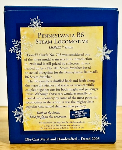 Hallmark Keepsake Lionel Pennsylvania B6 Steam Locomotive Ornament 2005