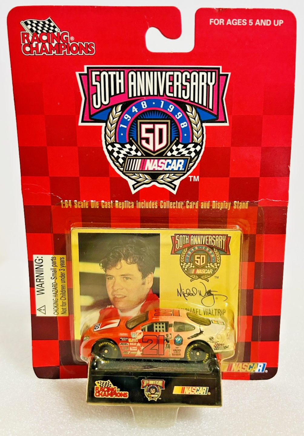 Racing Champions 50th Anniversary #21 Michael Waltrip NASCAR 1:64 Diecast NIP