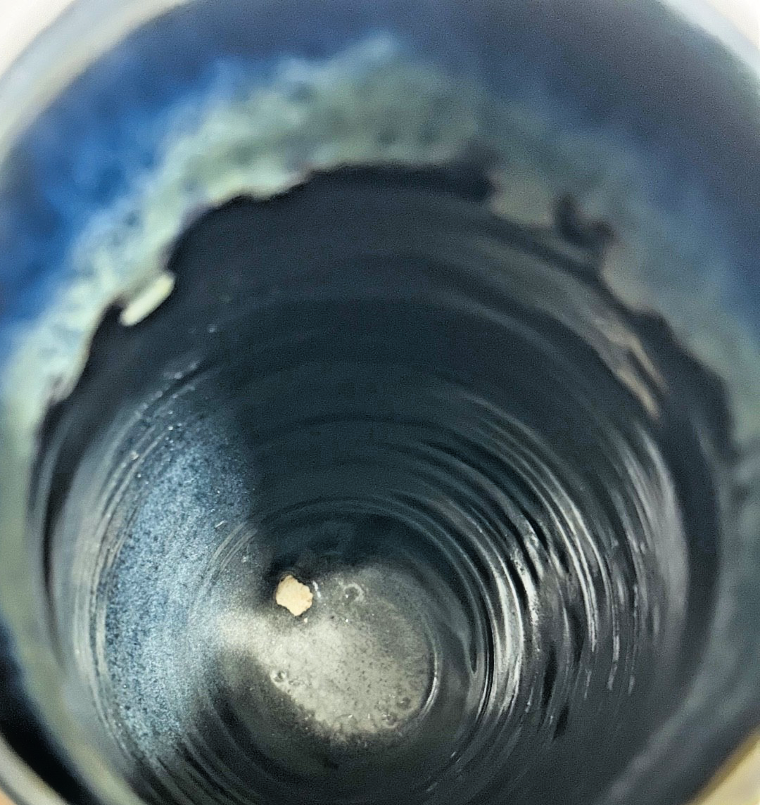 Blue Green Drip Glaze Art Pottery Vase 10" Studio Ceramic Modern