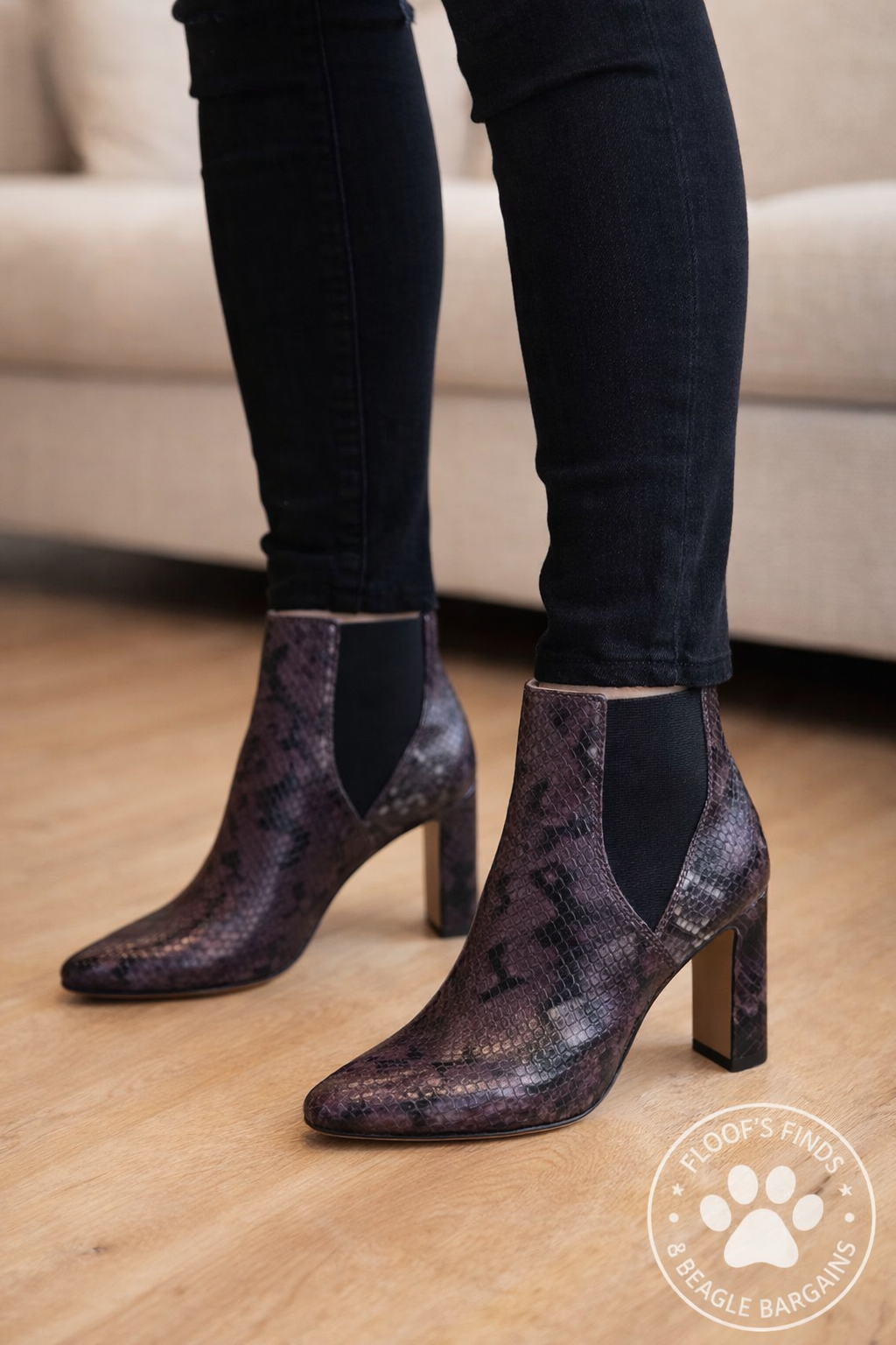Vince Camuto Women’s 7.5M Purple Snakeskin Ankle Boots Heels