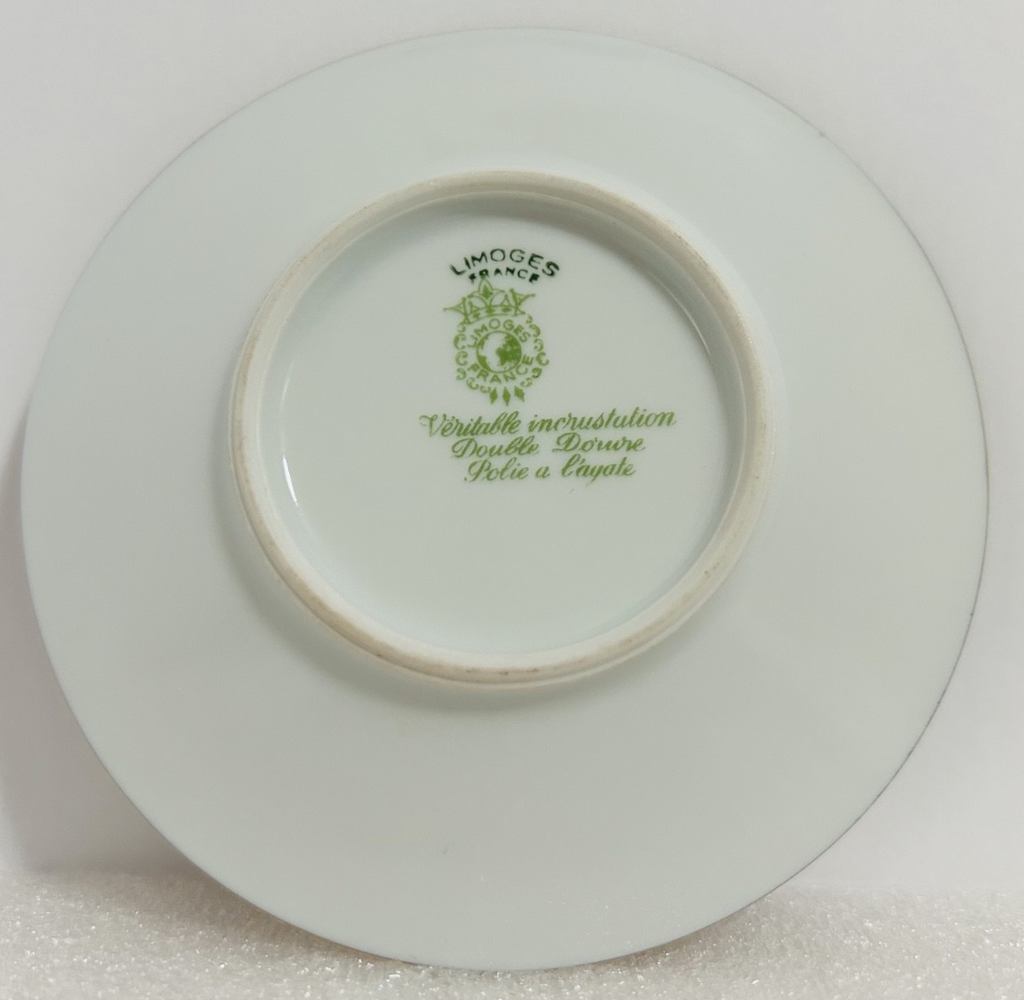 Limoges France Gold Encrusted Red 4” Butter Plate Double Dore