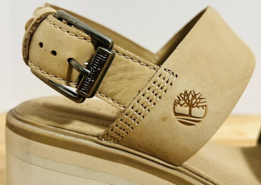 Timberland Women’s Platform Sandals Tan Nubuck Leather Size 6.5