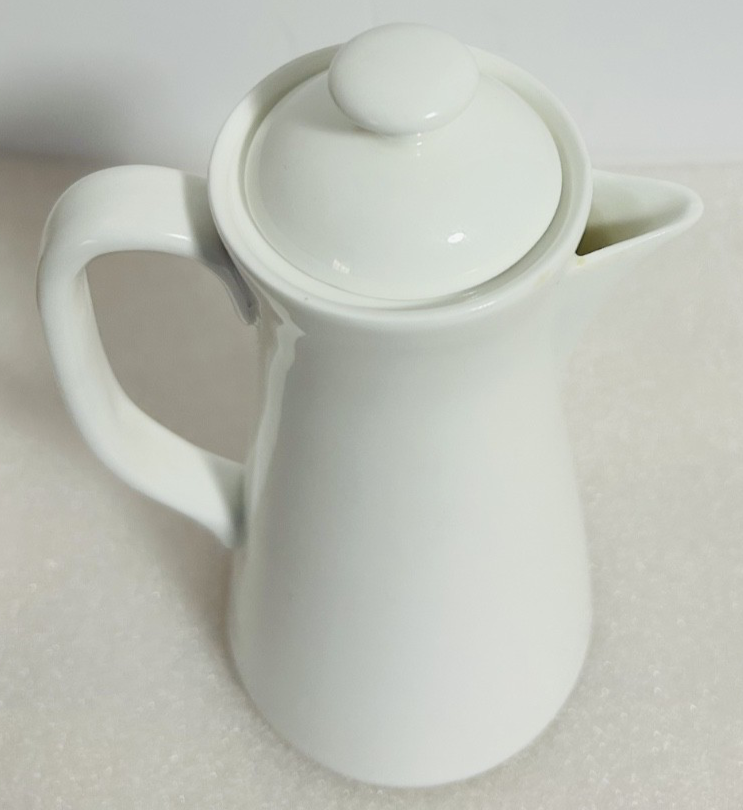 Vintage Gustavsberg Sweden White Coffee Pot w Lid Scandinavian Porcelain