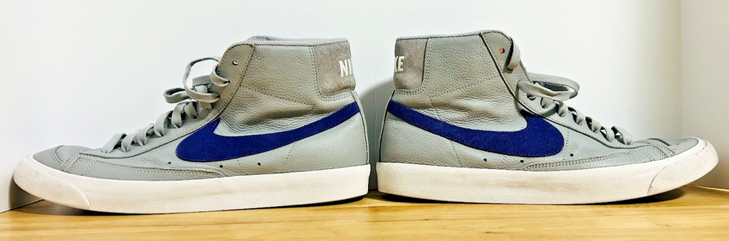 Nike Blazer Mid Gray Blue KSU Wildcats Leather Sneakers Men’s 10.5