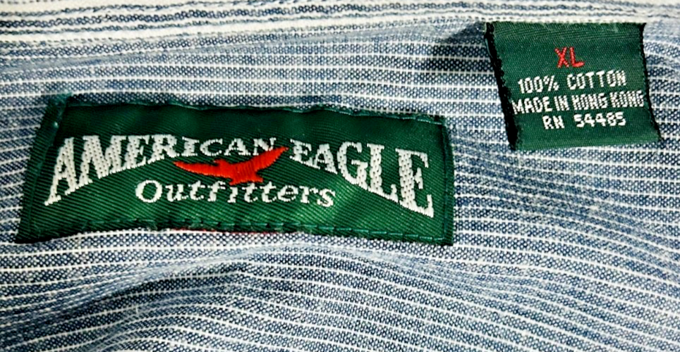 American Eagle Outfitters XL Striped Denim Button Shirt 100% Cotton