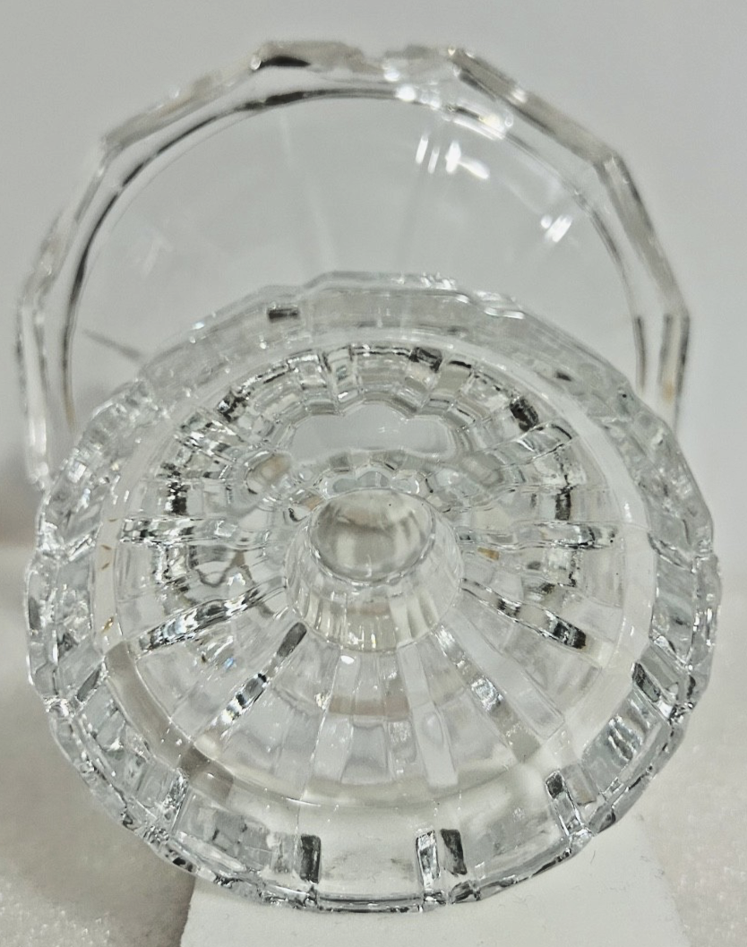 Vintage Clear Pressed Glass Pedestal Candle Holder 4.25” Octagon