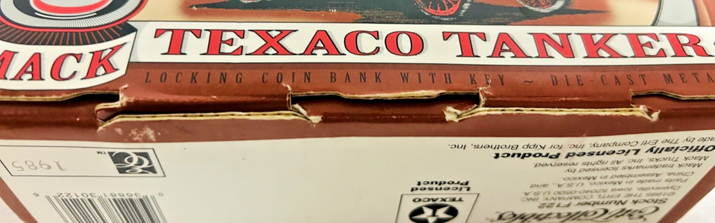 1995 Ertl Texaco 1910 Mack Tanker Coin Bank Diecast w/ Box & Paperwork