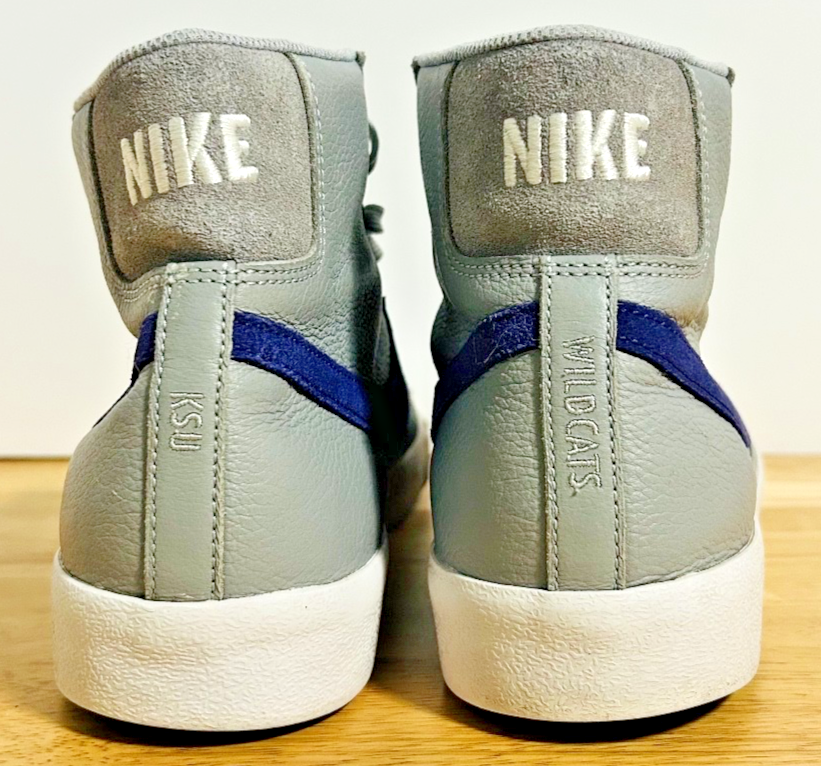 Nike Blazer Mid Gray Blue KSU Wildcats Leather Sneakers Men’s 10.5