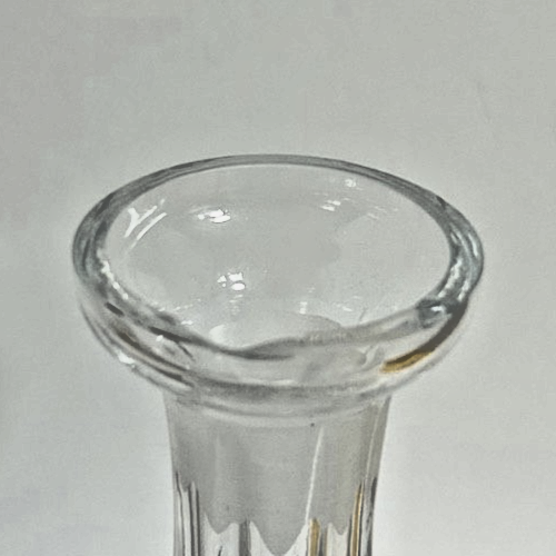Vintage Cut Glass Crystal Decanter w Stopper 11” Tall Diamond Pattern