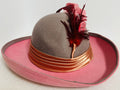 Vintage Geo W Bollman Pink Wool Felt Hat Feather Doeskin USA