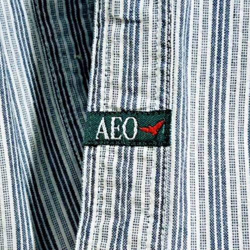 American Eagle Outfitters XL Striped Denim Button Shirt 100% Cotton