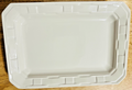 Longaberger Rectangular Pottery Serving Tray Heirloom Ivory 30370 w / Box & Card