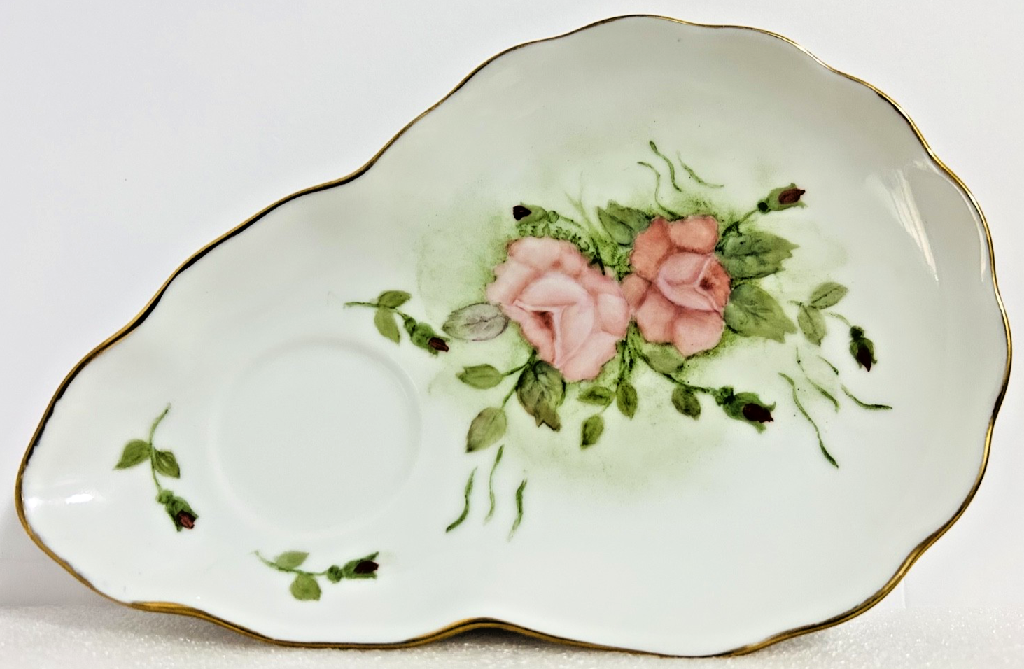 L Chevalier Limoges Demitasse Cup & Snack Plate Roses Gold 8”