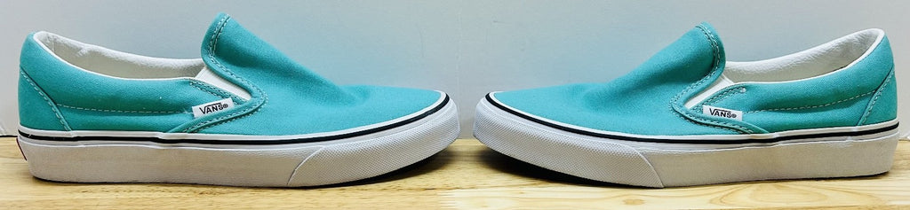 Vans Classic Slip On Teal Canvas Shoes Mens 5.5 Womens 7 Skate Casual