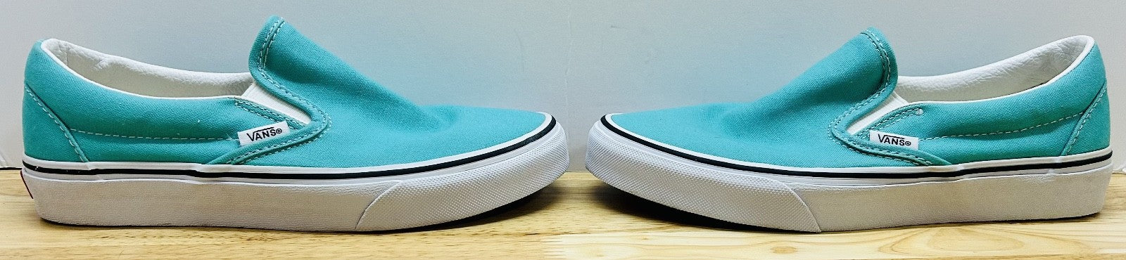 Vans Classic Slip On Teal Canvas Shoes Mens 5.5 Womens 7 Skate Casual