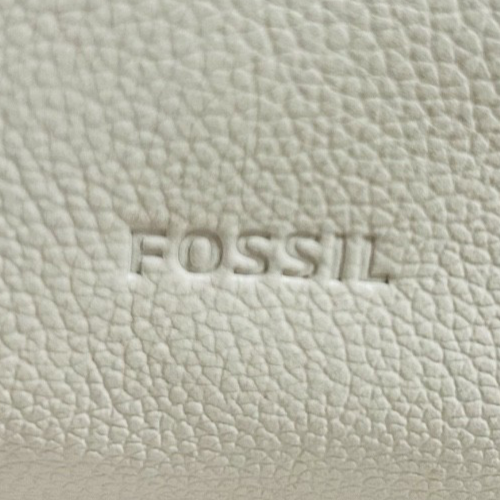 Fossil Leather Crossbody Bag Brown & Cream Key Charm Zip Top