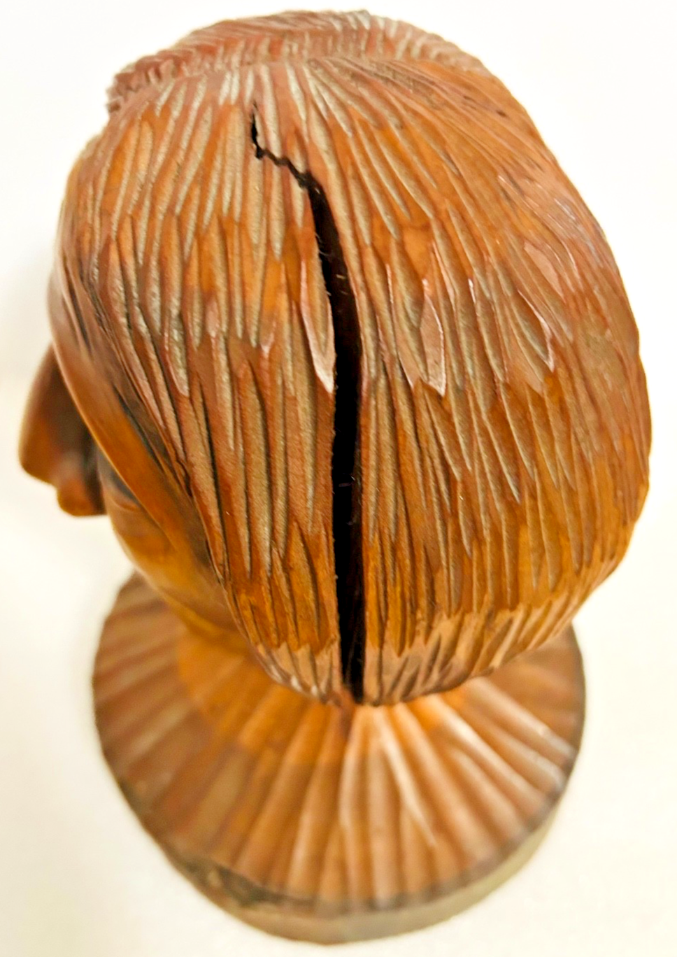 Vintage Hand Carved Wooden Bust Folk Art Head Sculpture Signed G. Knuth