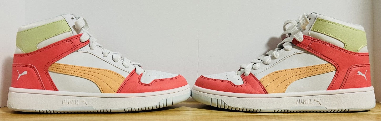 Puma Rebound LayUp Mid White Coral Womens 6.5C Sneakers 370486 35
